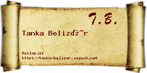 Tanka Belizár névjegykártya